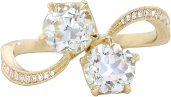 Old European diamond, 18k yellow gold ring