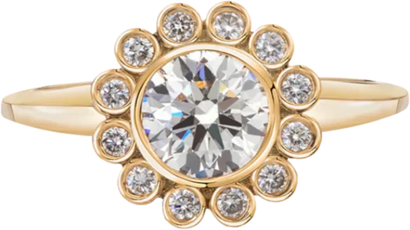 Diamond, 18k yellow gold ring