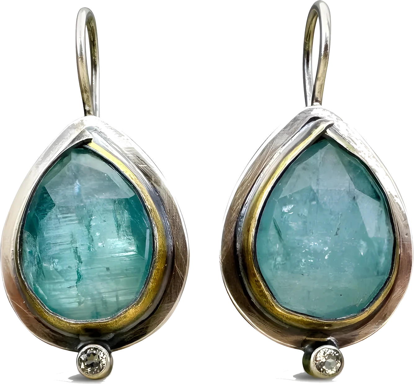 Aquamarine & diamond, earrings